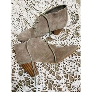 Aldo Suede Ankle Boots‎ Lace Up Booties Block Heel Almond Toe